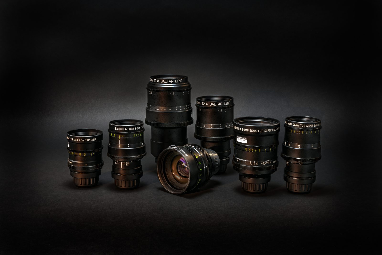 B&L Super Baltar Primes by Eastern Enterprises Rehoused, Prime for cinema lens hire at The Front Sydney