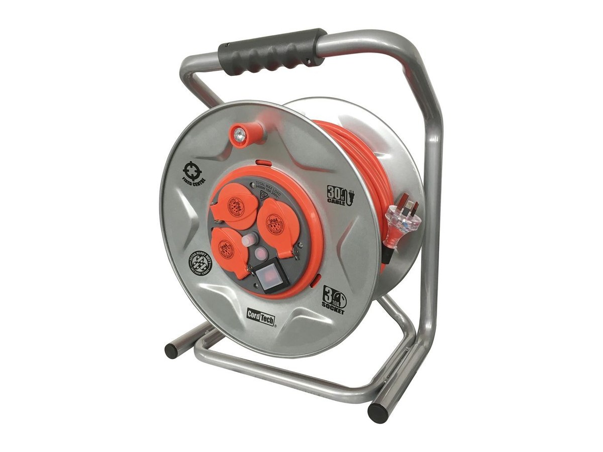 CordTech 30m 3 Socket Extra Heavy Duty Steel Cable Reel product image