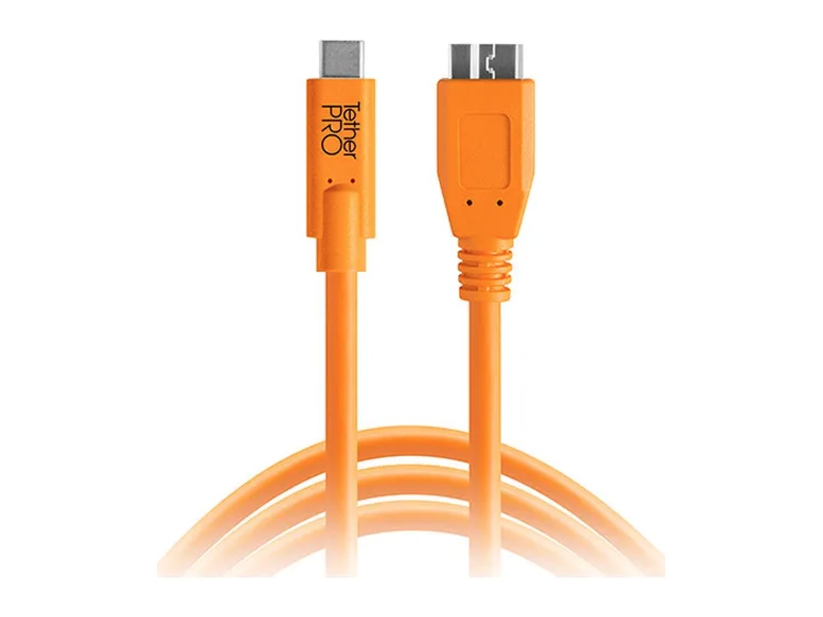 Tether Tools USB 3.0 Type-C (M) > Micro B (M) Cable (Orange) 4.6m product image